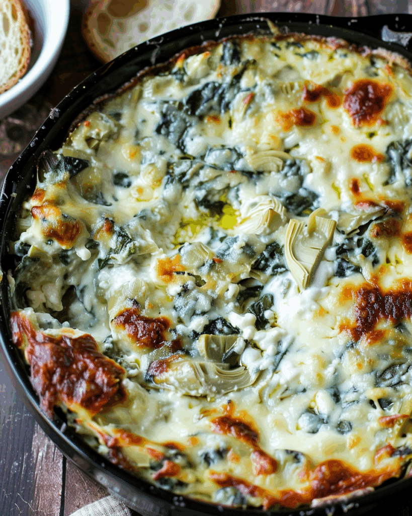 Cheesy Baked Spinach Artichoke Dip