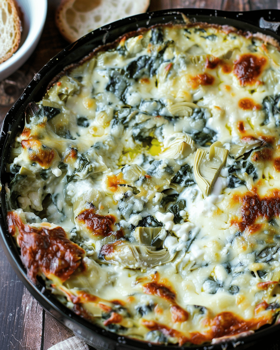 Cheesy Baked Spinach Artichoke Dip