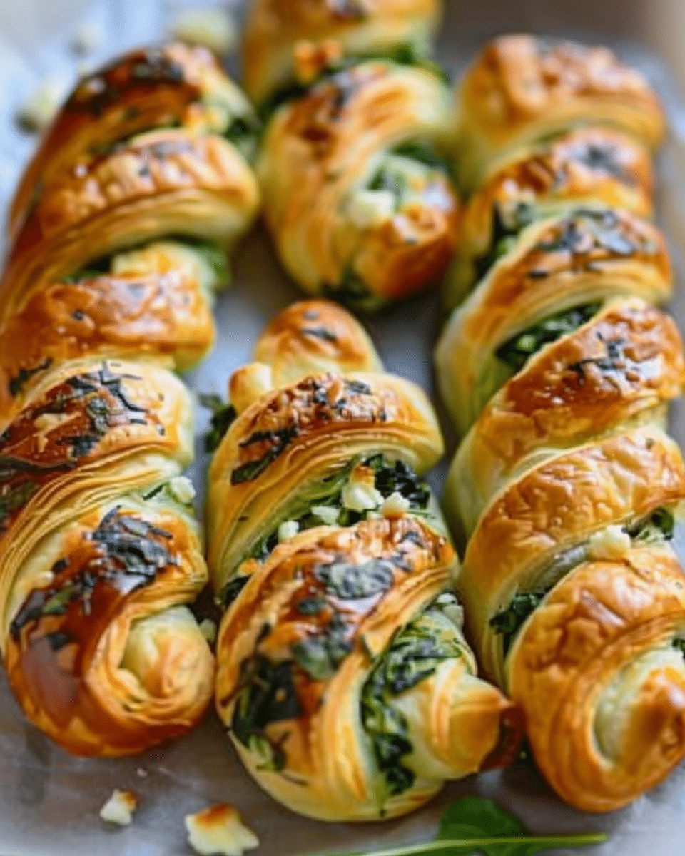 Spinach Feta Puff Pastry Twists