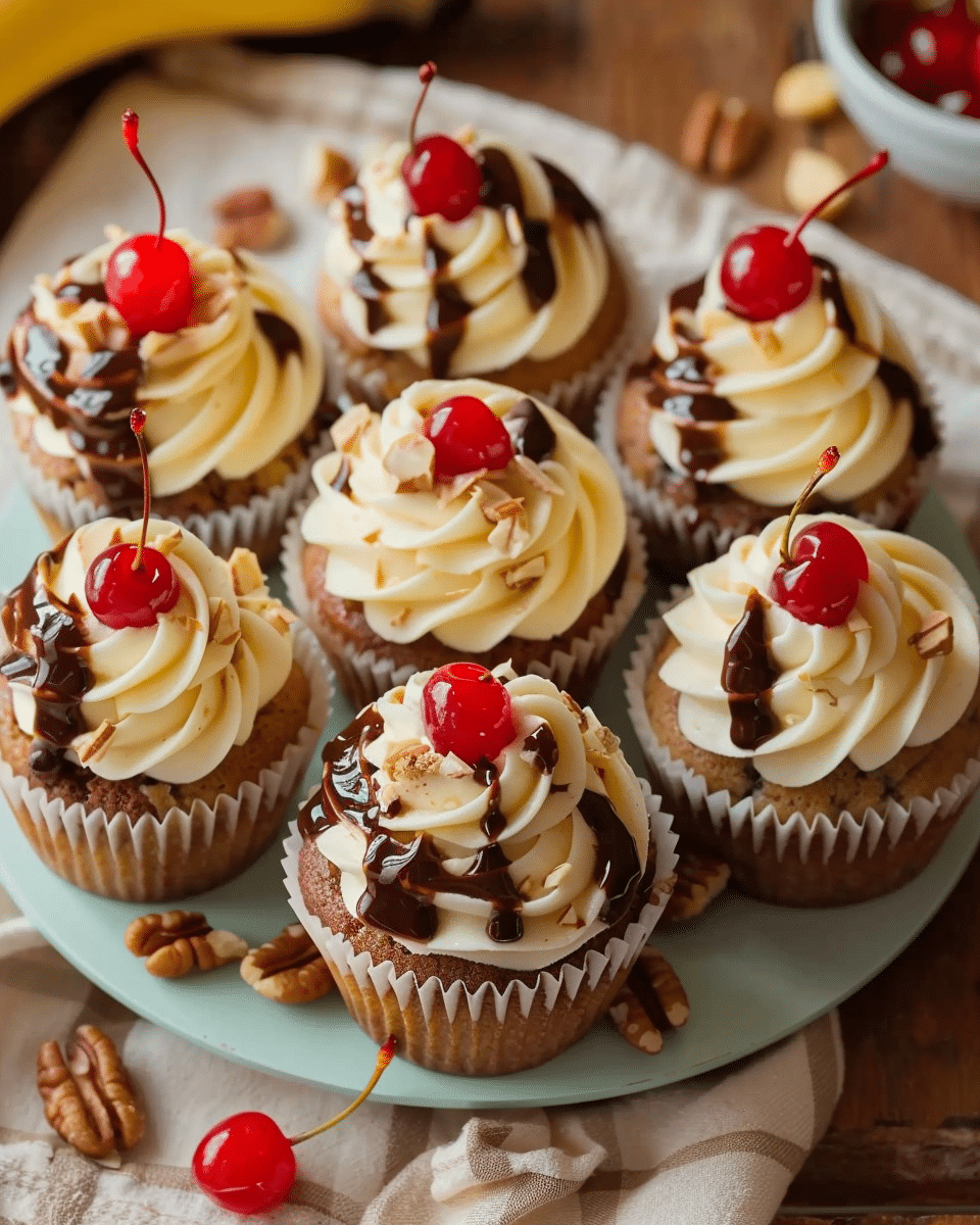 Homemade Banana Split Cupcakes