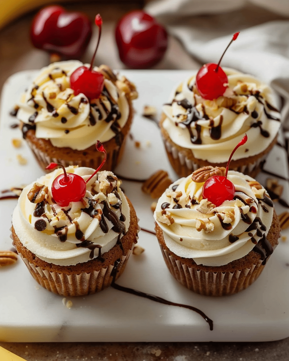 Homemade Banana Split Cupcakes