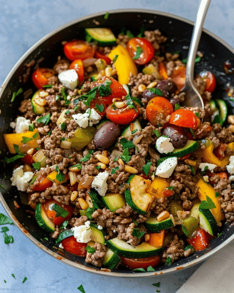 Mediterranean Ground Beef Stir Fry