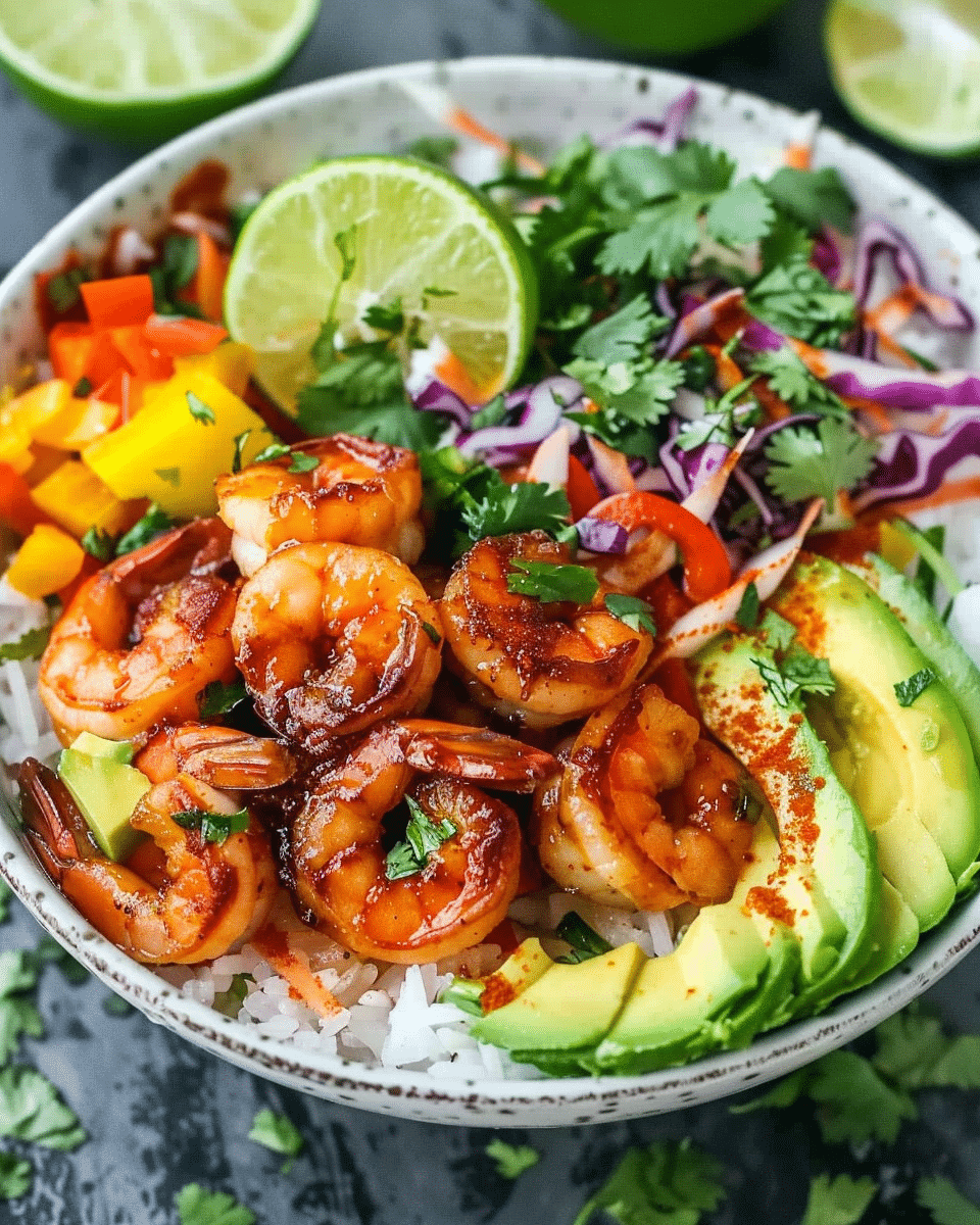 Spicy Shrimp and Avocado Rice Bowl