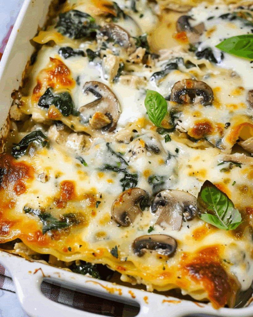 Chicken, Mushroom, and Spinach Lasagna