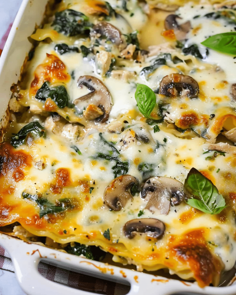 Chicken, Mushroom, and Spinach Lasagna