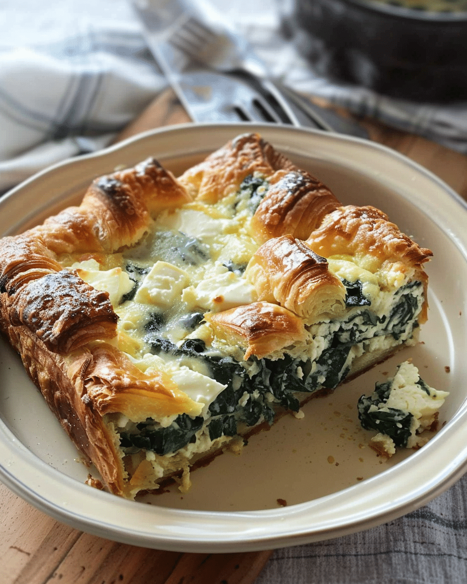 Croissant Strata with Spinach, Feta, and Gruyère