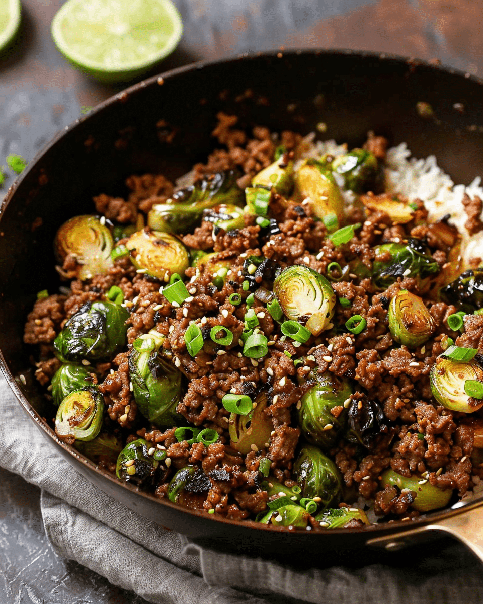 Ground Beef and Brussels Sprouts