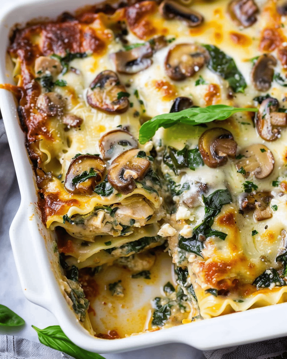 Chicken, Mushroom, and Spinach Lasagna