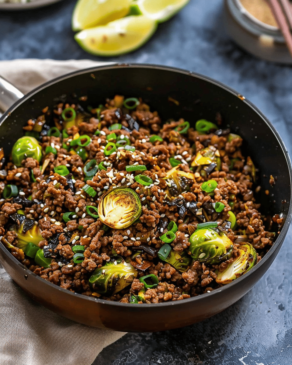 Ground Beef and Brussels Sprouts