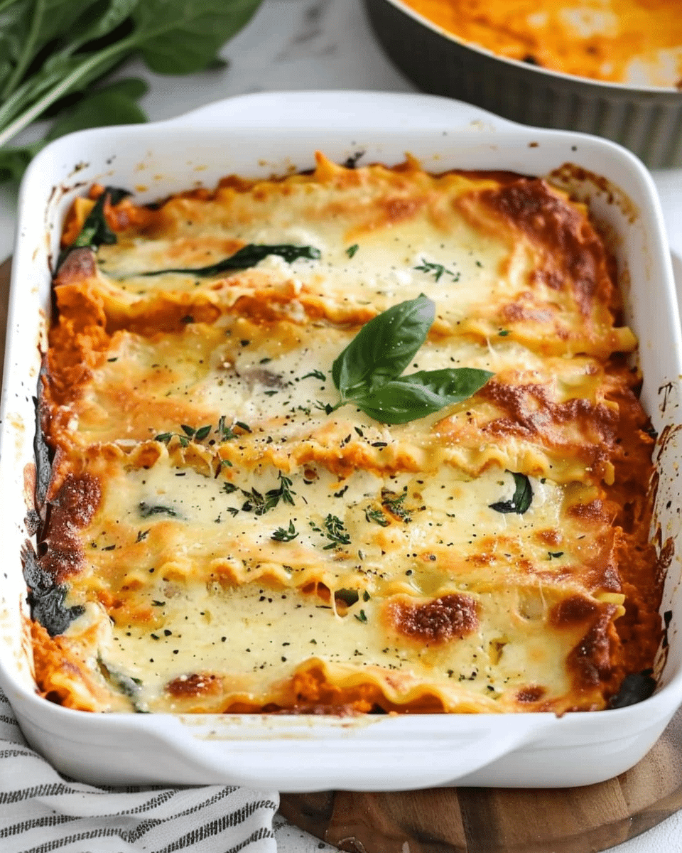 Vegetarian Pumpkin Spinach Lasagna