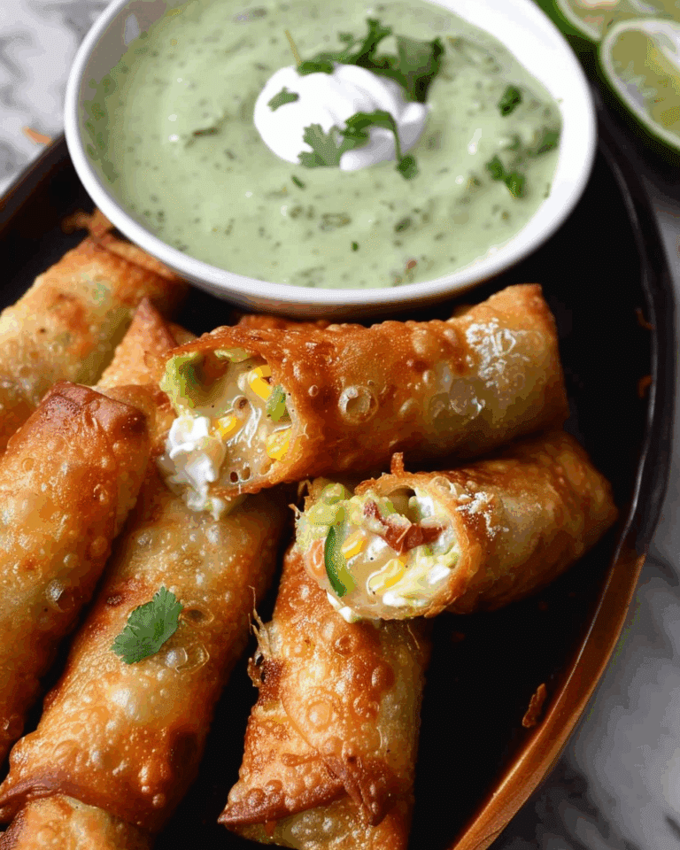 Crispy And Cheesy Elote Egg Rolls With Avocado Sauce