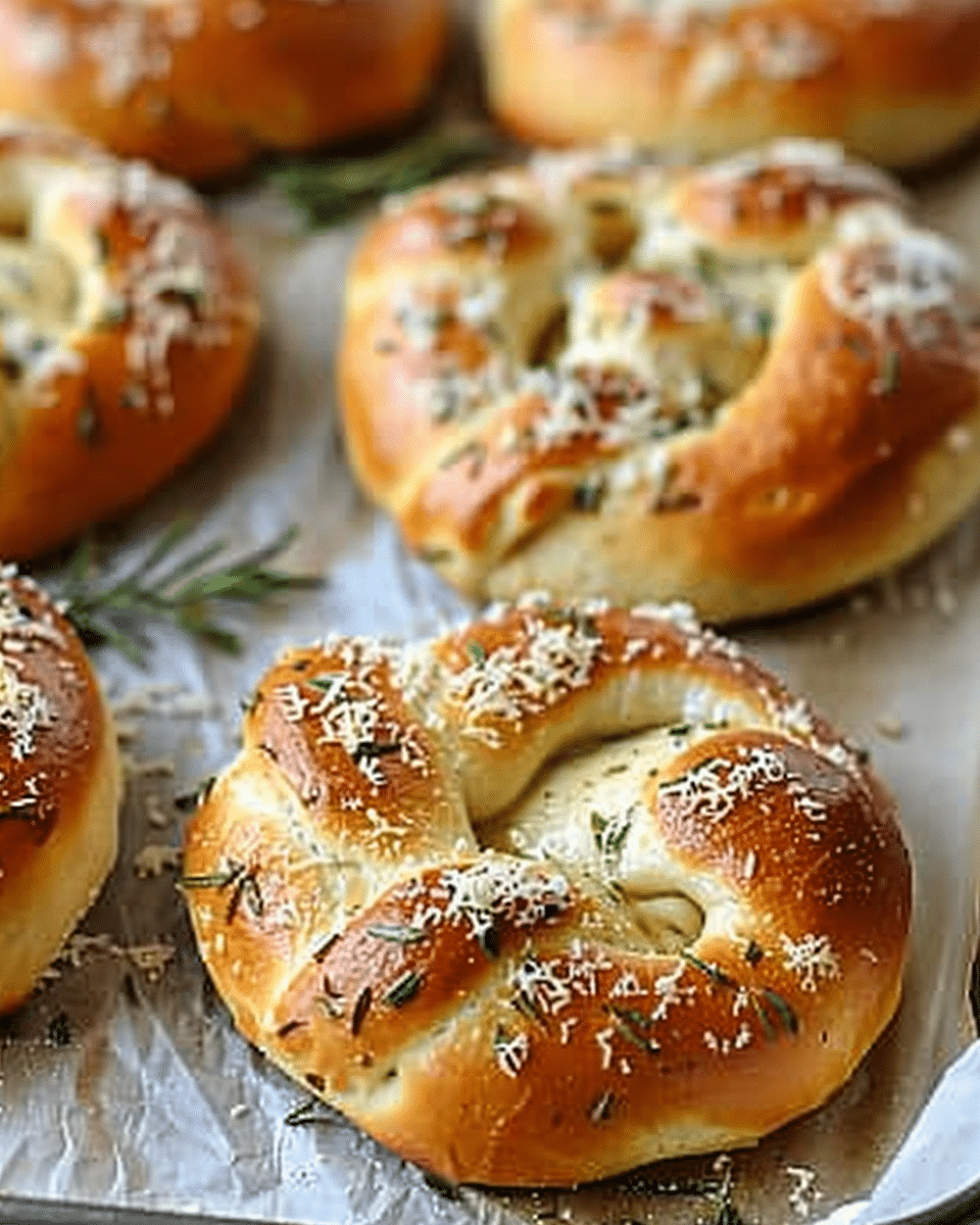 Rosemary Parmesan Pretzels with Mozzarella Filling