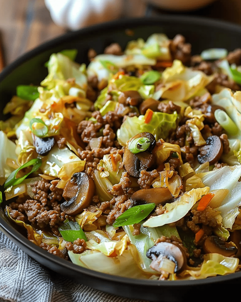 Chinese Ground Beef and Cabbage Stir Fry