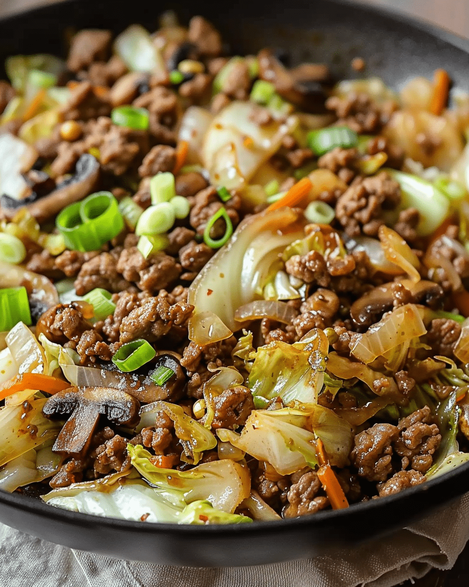 Chinese Ground Beef and Cabbage Stir Fry