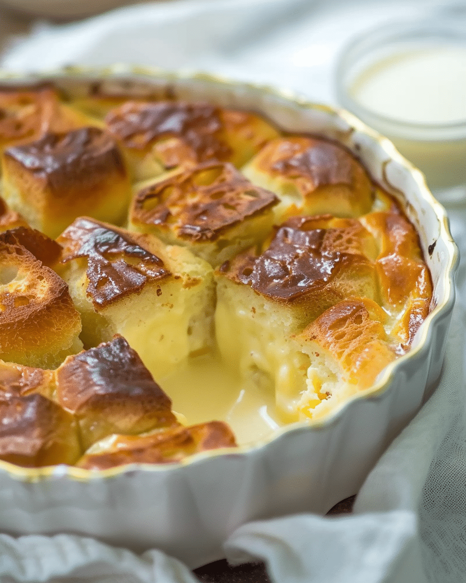 Custard Bread Pudding with Vanilla Sauce