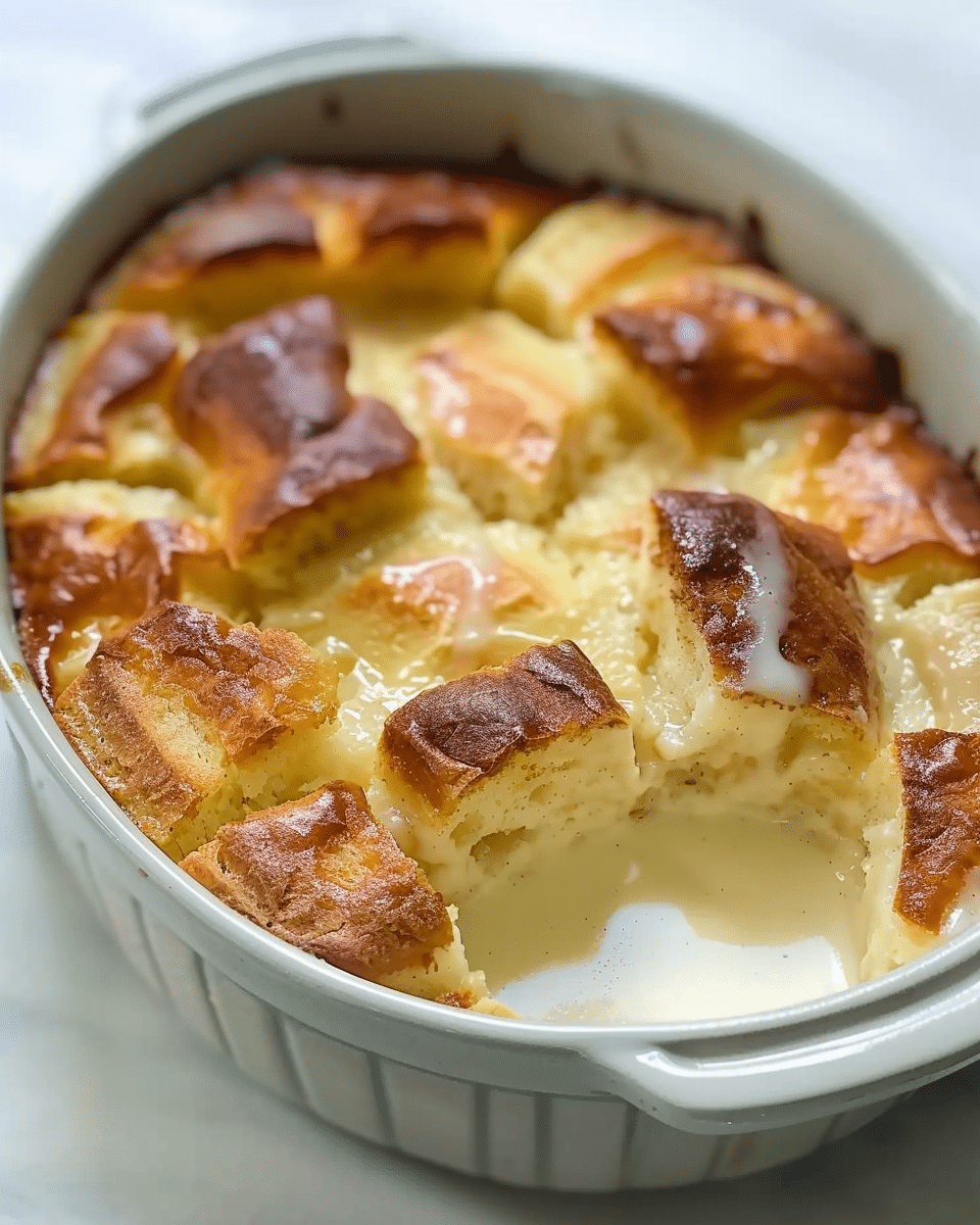 Custard Bread Pudding with Vanilla Sauce