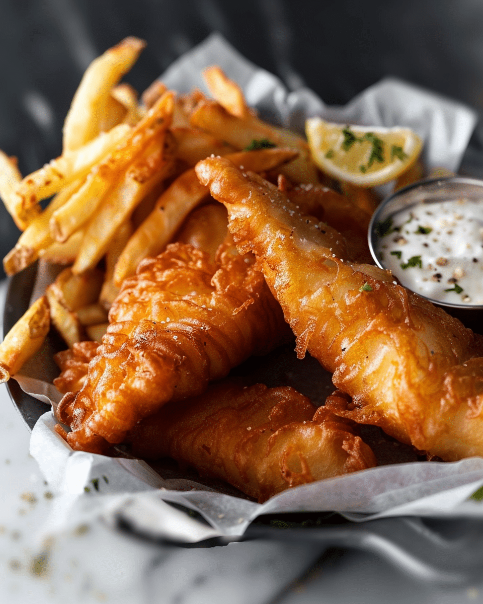 Crispy Battered Fish and Chips 