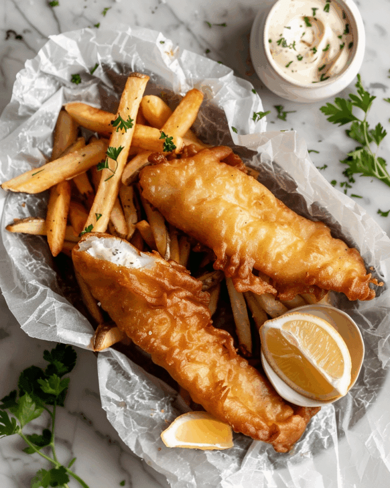 Crispy Battered Fish and Chips 