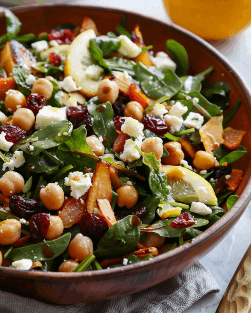 Feta Cranberry Chickpeas Lemon Vinaigrette Salad