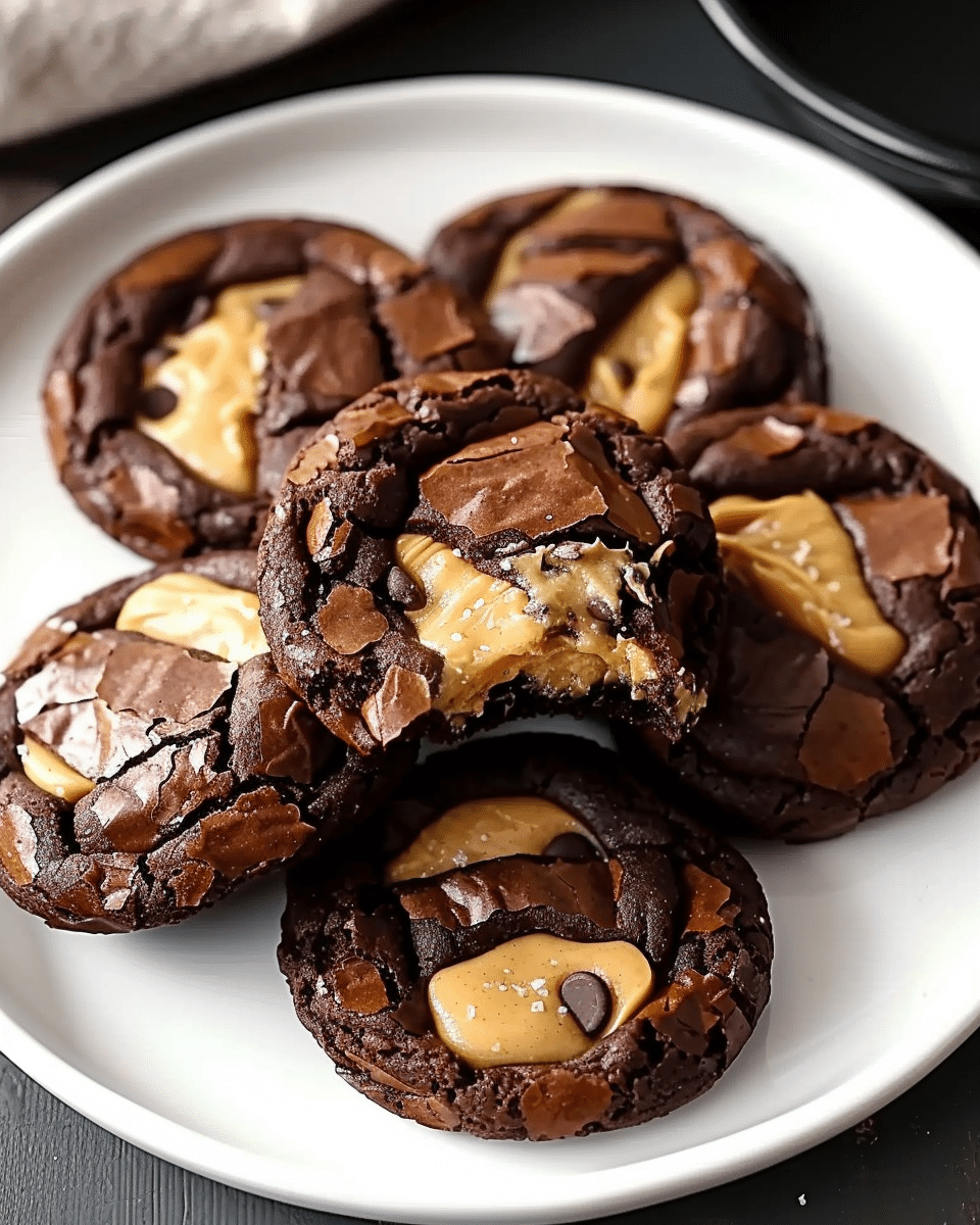 Peanut Butter-Filled Brownie Cookies