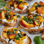 Quick Peach Bruschetta with Whipped Ricotta