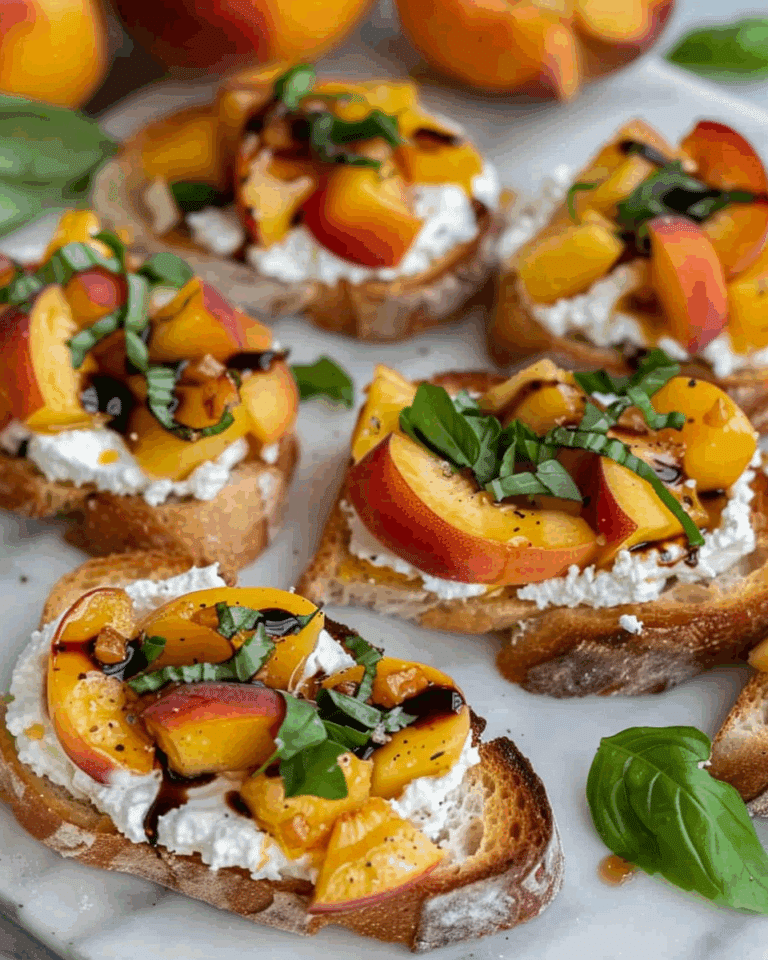 Quick Peach Bruschetta with Whipped Ricotta