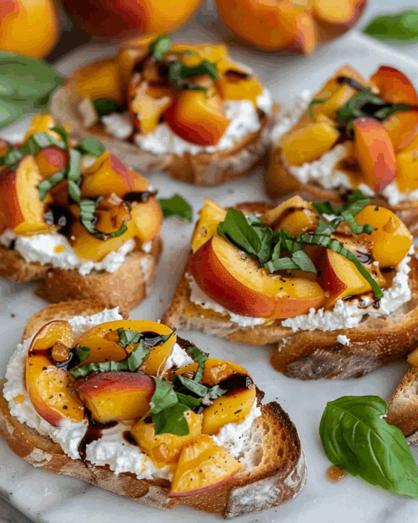 Quick Peach Bruschetta with Whipped Ricotta