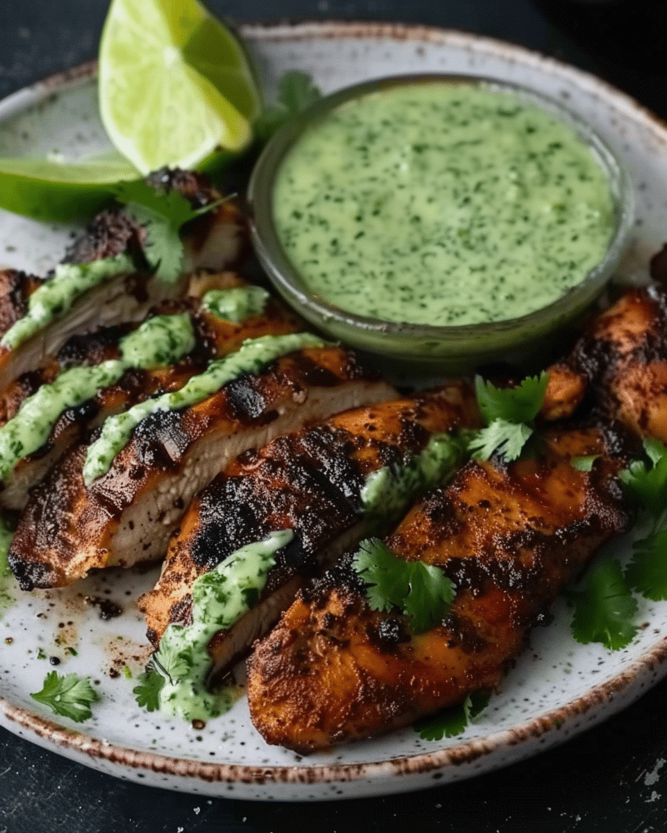 Peruvian Grilled Chicken with Creamy Green Sauce