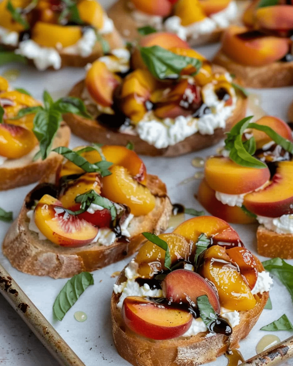 Quick Peach Bruschetta with Whipped Ricotta