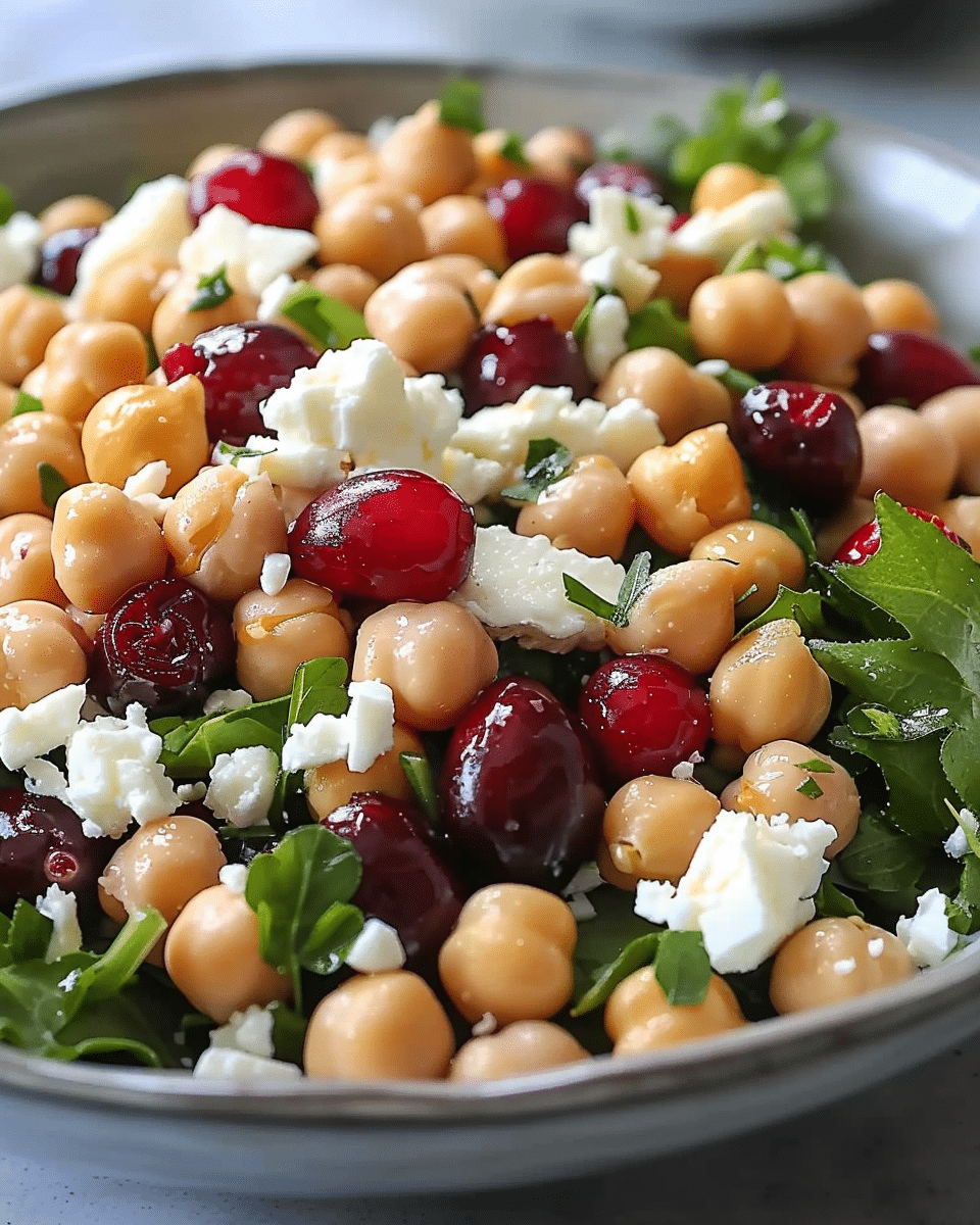 Feta Cranberry Chickpeas Lemon Vinaigrette Salad
