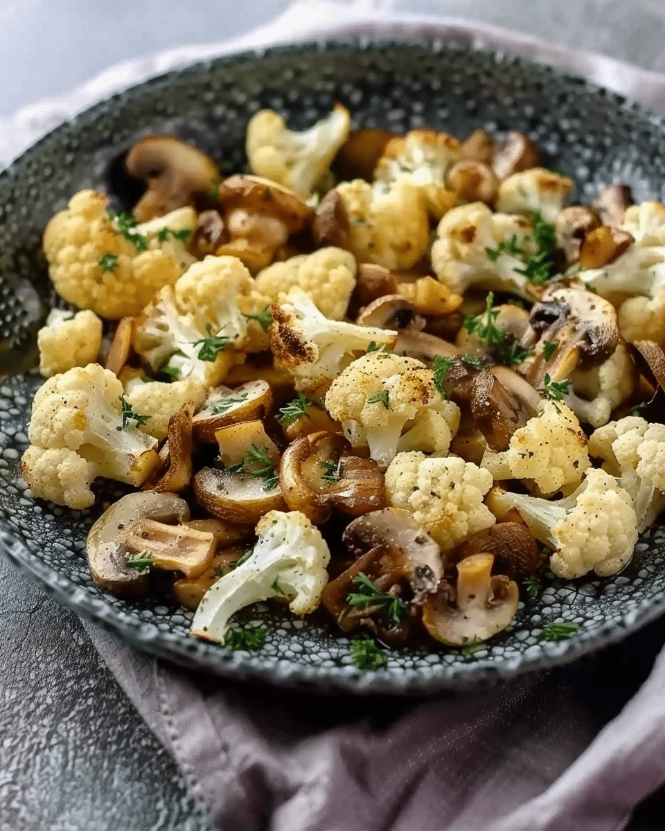 Garlic Cauliflower Mushroom Skillet