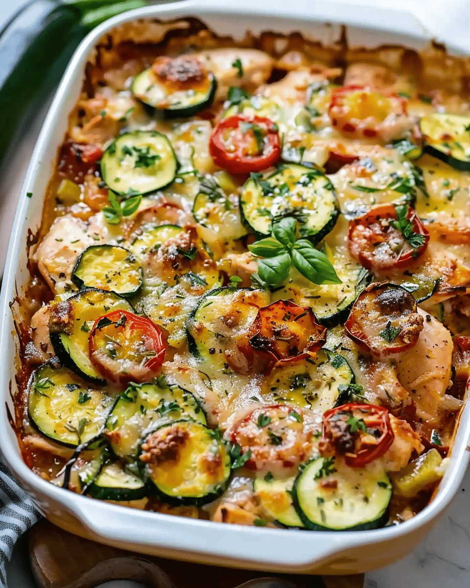 Best Mediterranean Chicken Zucchini Bake