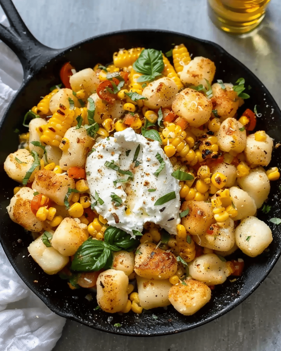 Summer Skillet Gnocchi with Corn and Burrata