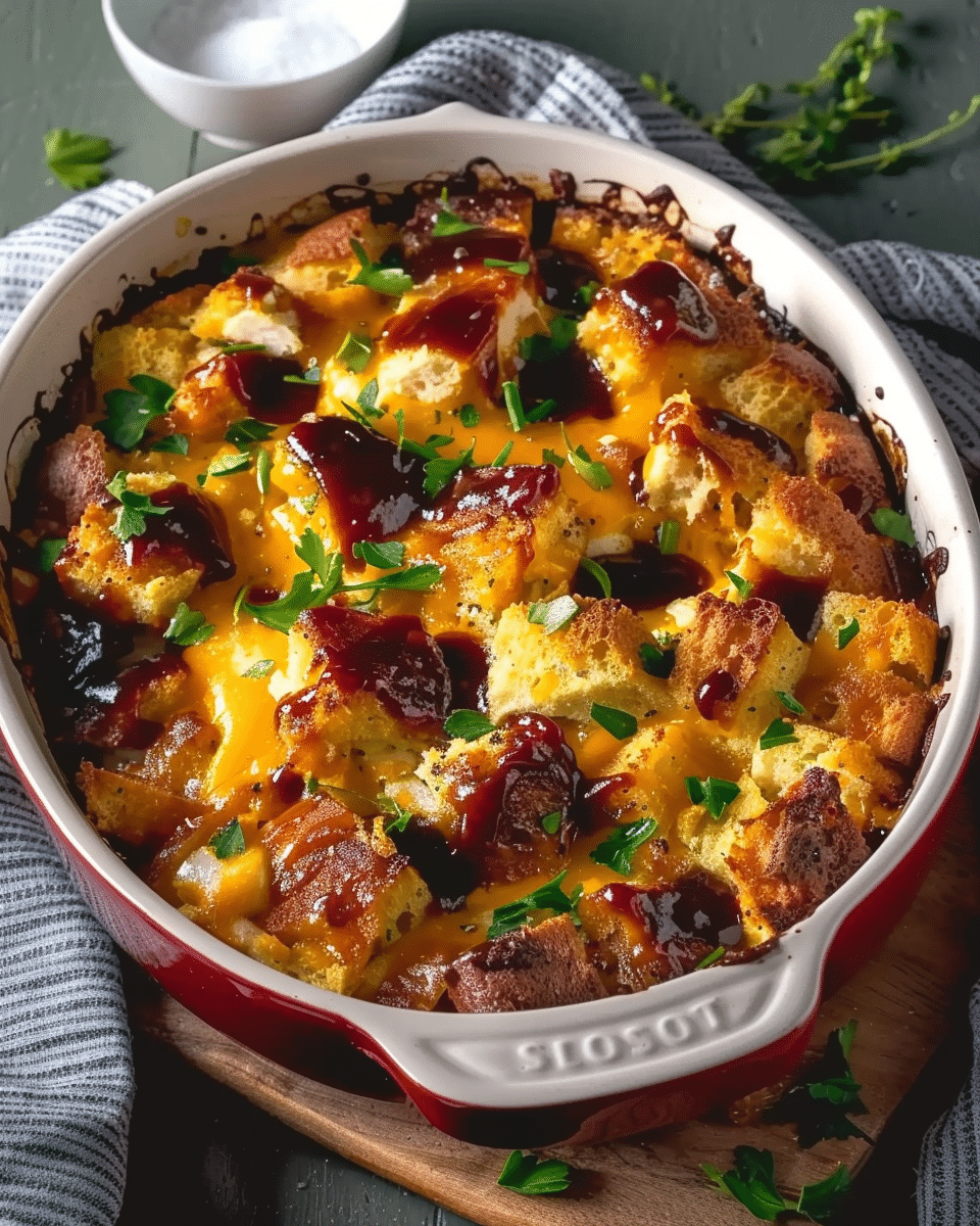 BBQ Chicken and Apple Bread Puring
