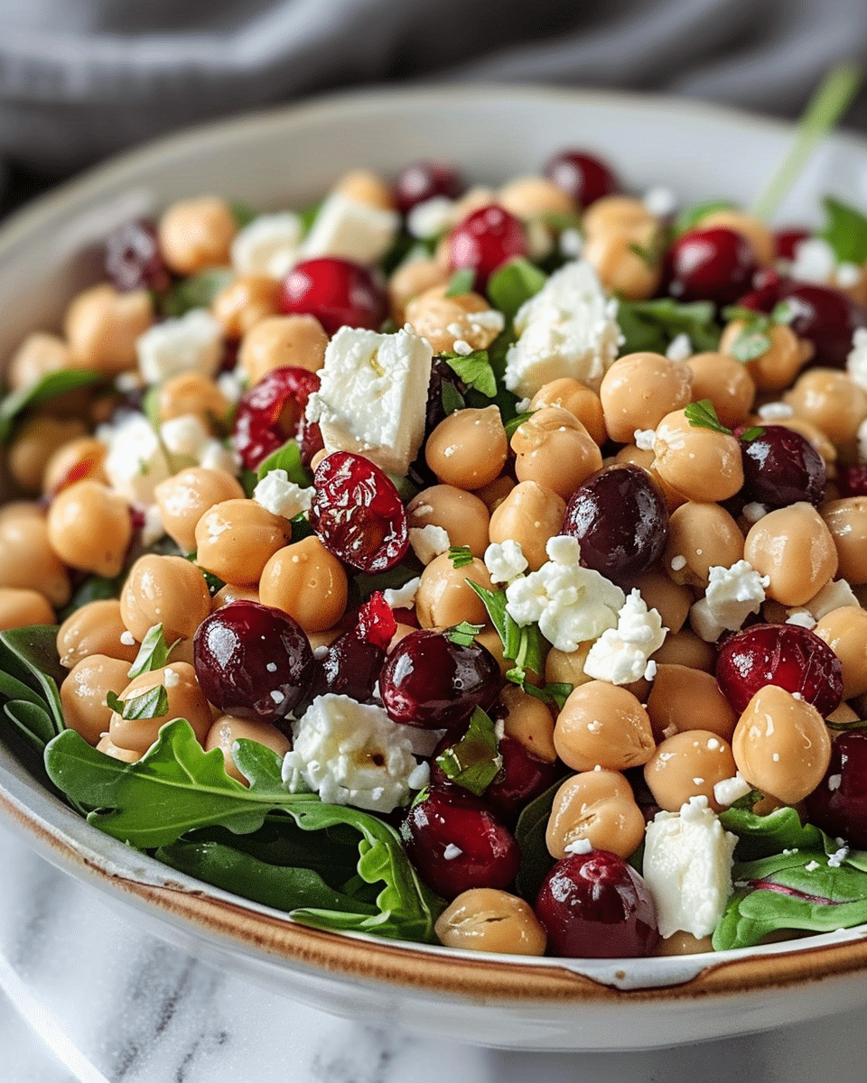 Feta Cranberry Chickpeas Lemon Vinaigrette Salad