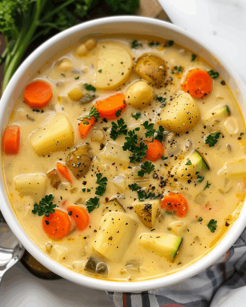 One Pot Creamy Vegetable Soup