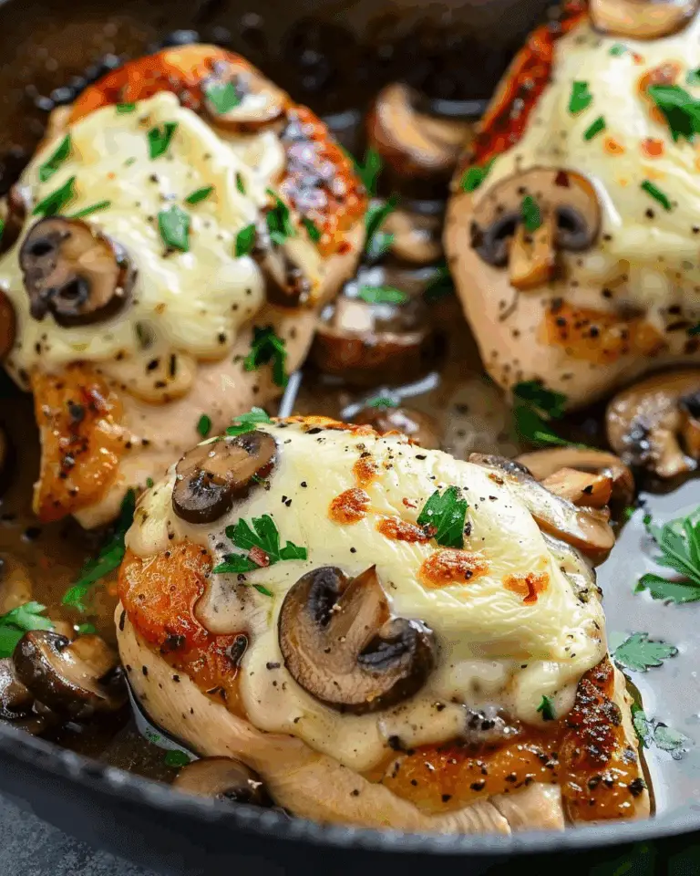 Cheesy Garlic Butter Mushroom Stuffed Chicken Recipe
