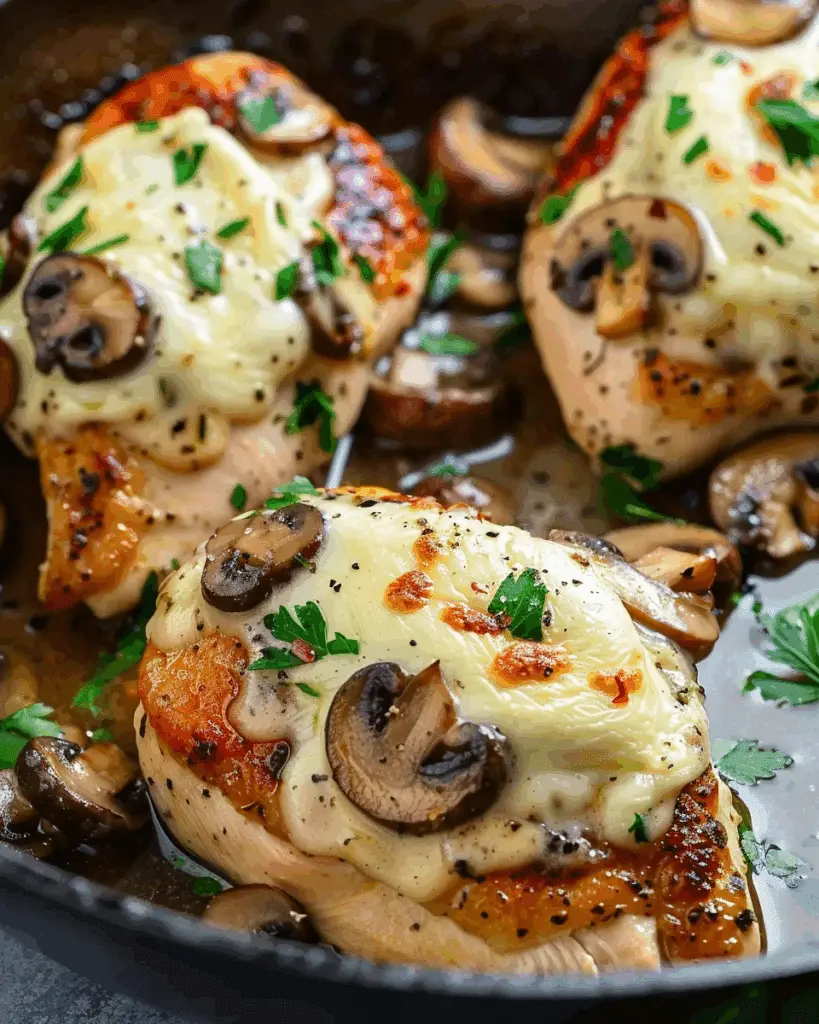 Cheesy Garlic Butter Mushroom Stuffed Chicken Recipe