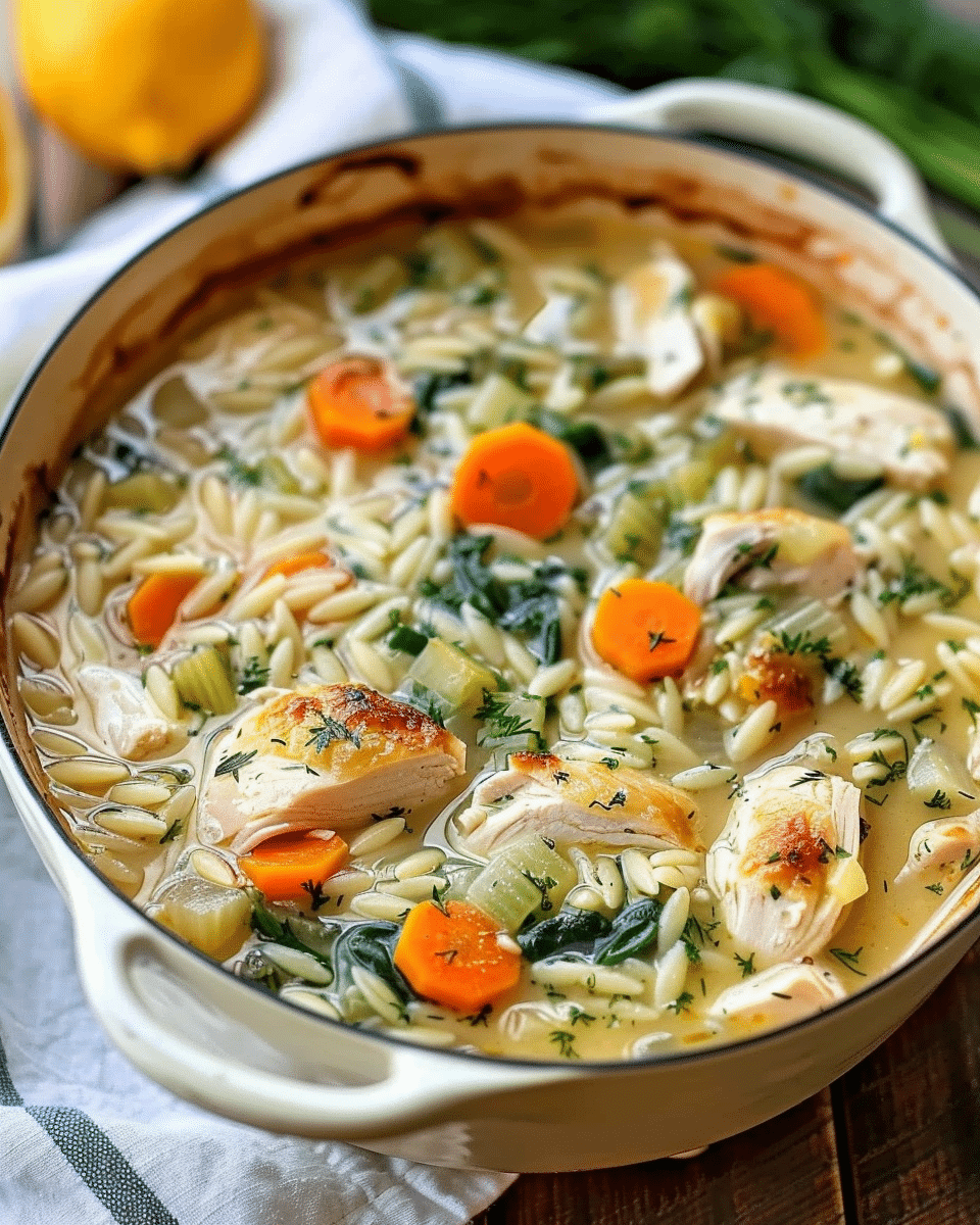 Lemon Chicken Orzo Soup