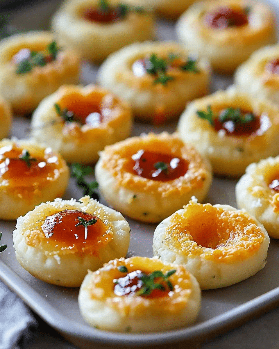 Cheesy Thumbprint Appetizers with Hot Pepper Jelly