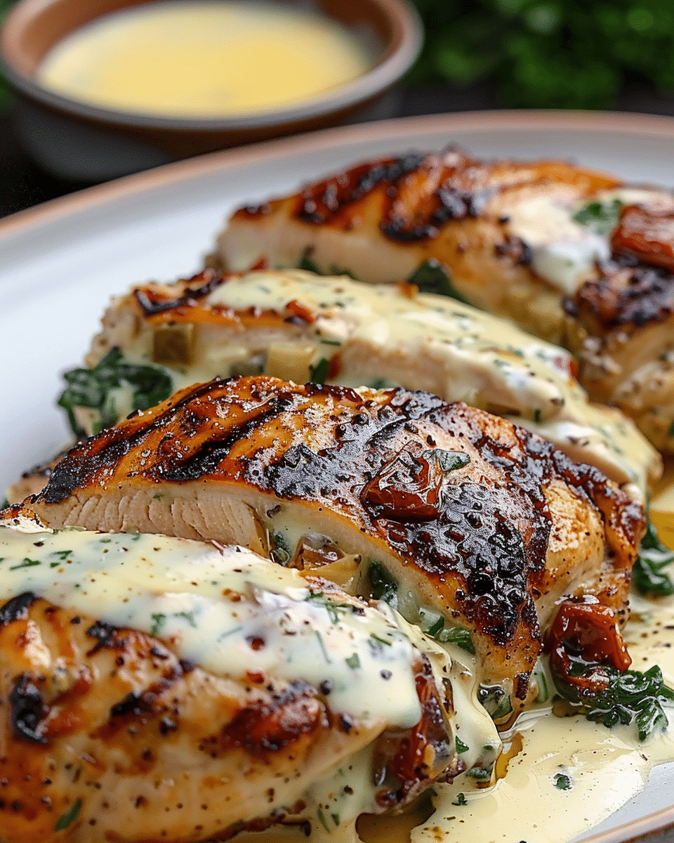 Grilled Stuffed Chicken with Cream Sauce Recipe