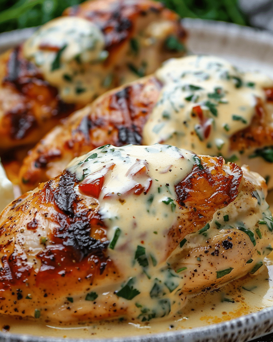 Grilled Stuffed Chicken with Cream Sauce Recipe