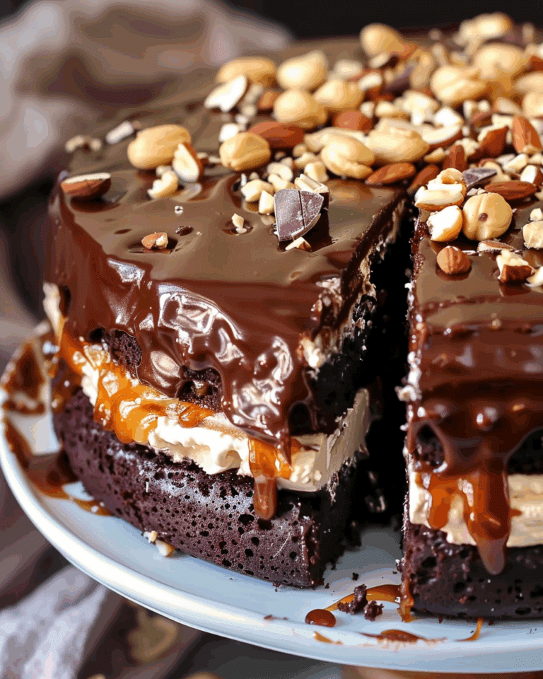 Caramel and Pistachio Snickers Cake