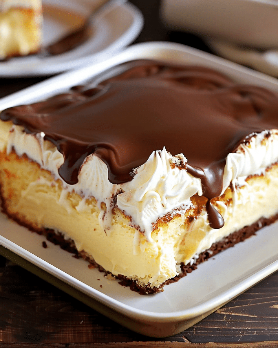 Boston Cream Pie Poke Cake