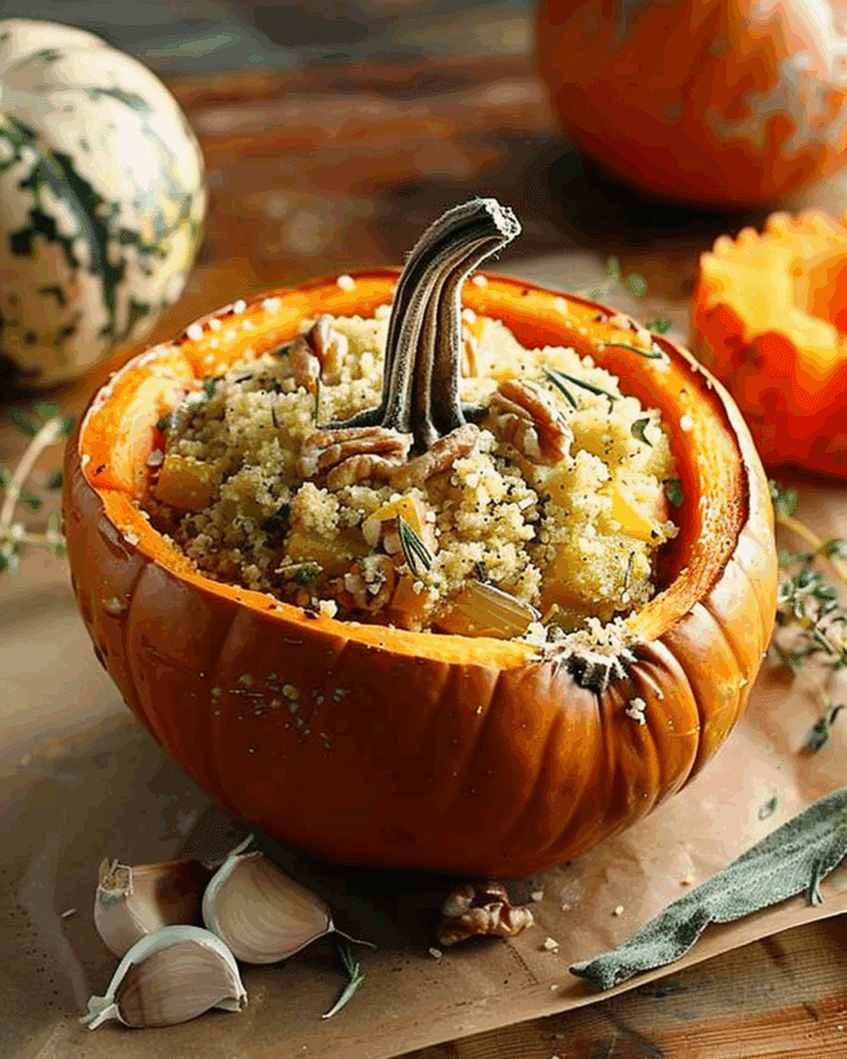 Pumpkin Stuffed with Herbed Apple Couscous
