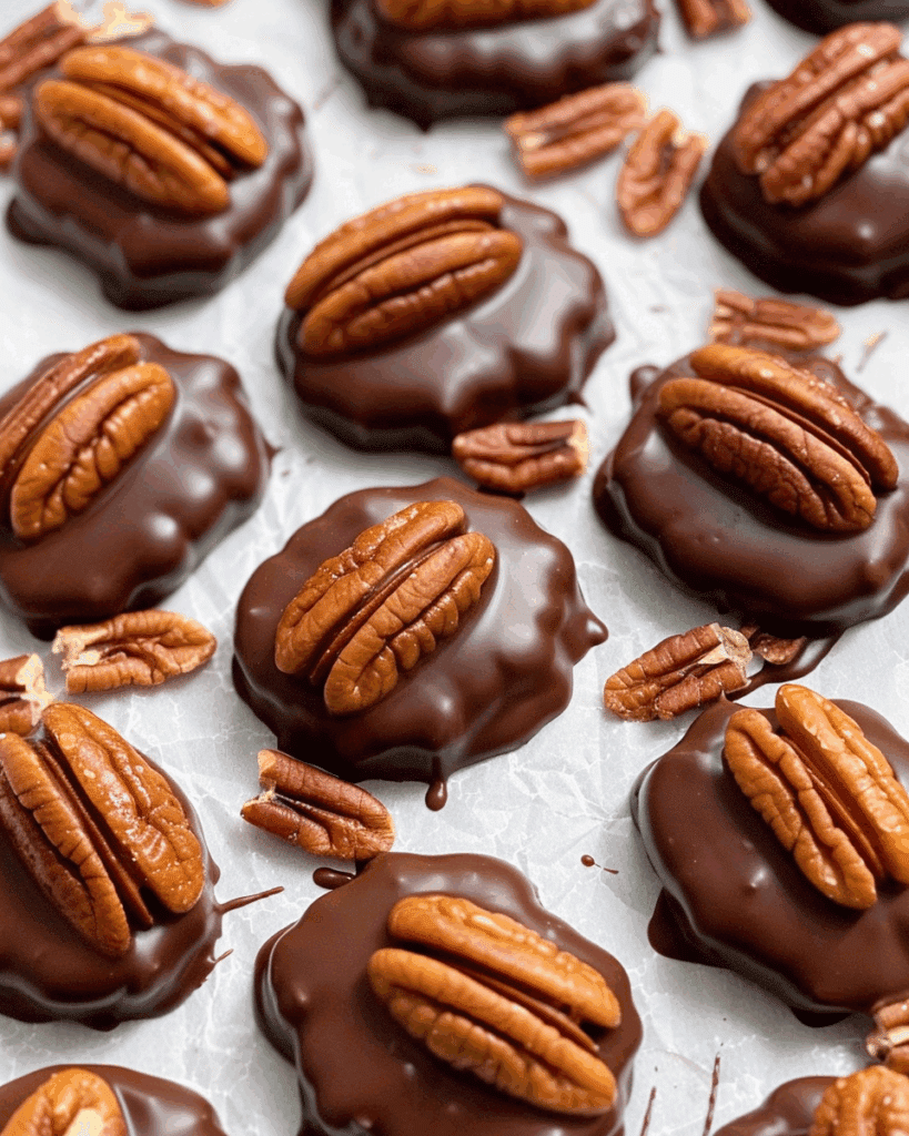 Homemade Turtle Candy with Pecans and Caramels