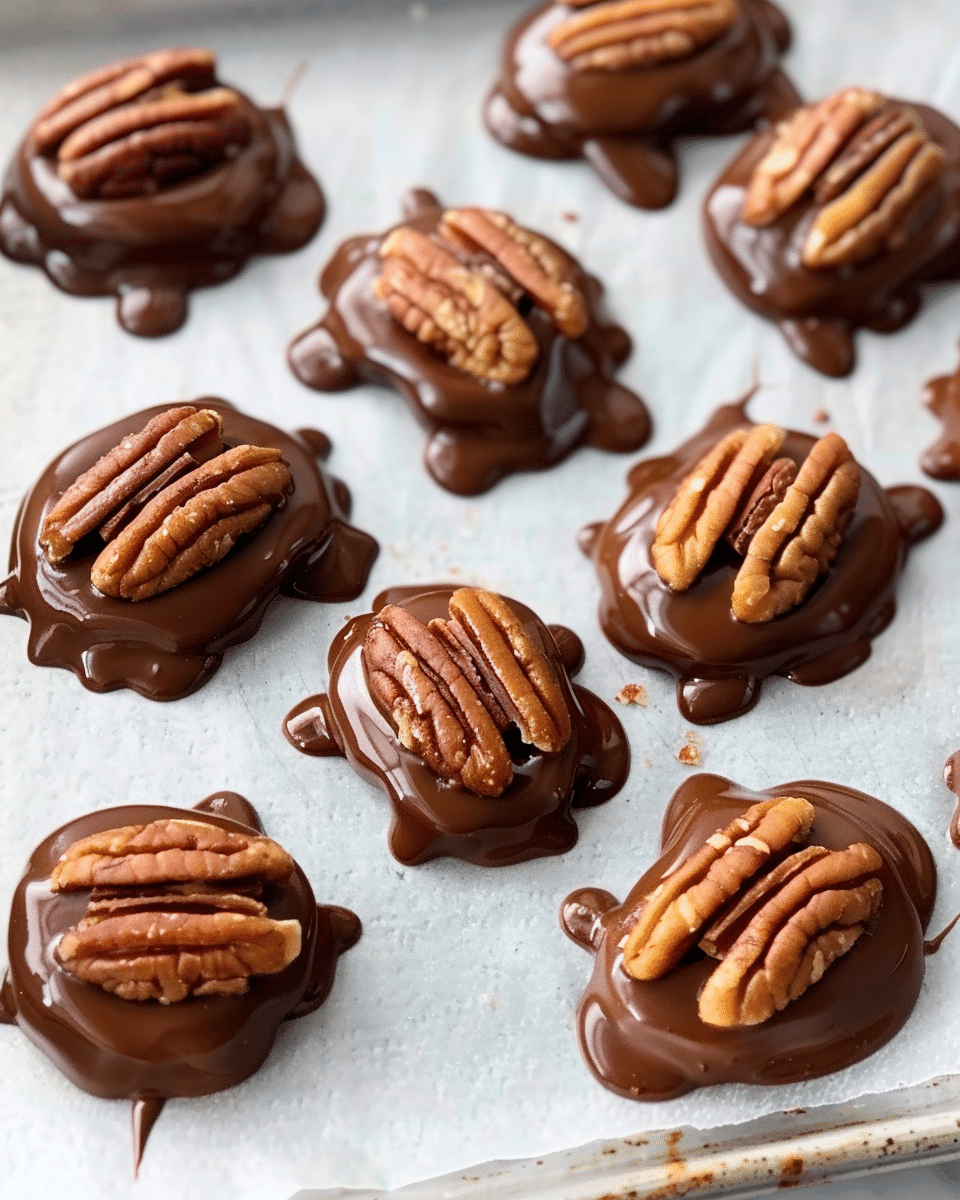 Homemade Turtle Candy with Pecans and Caramels
