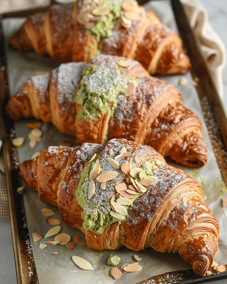 Matcha Almond Croissants
