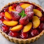 Strawberry Peach Cake with Fresh Fruit and Whipped Cream Recipe
