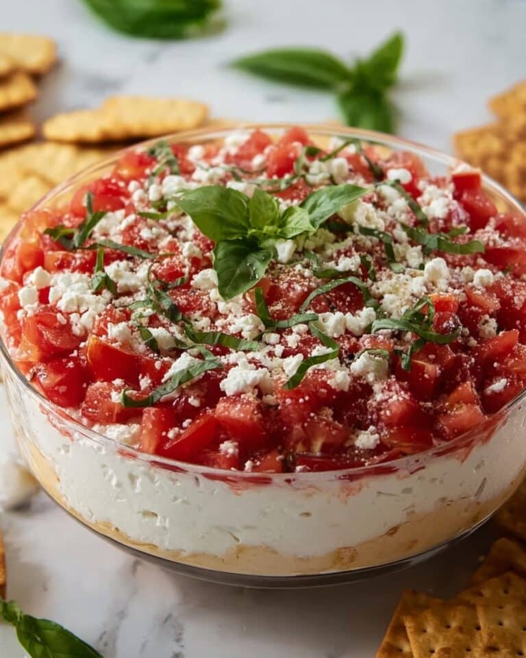 Bruschetta Dip with Creamy Feta and Fresh Tomato Topping Recipe